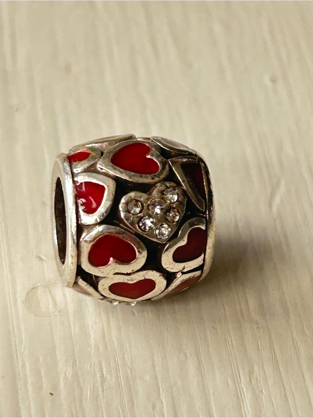 Brighton red heart/crystals bead charm